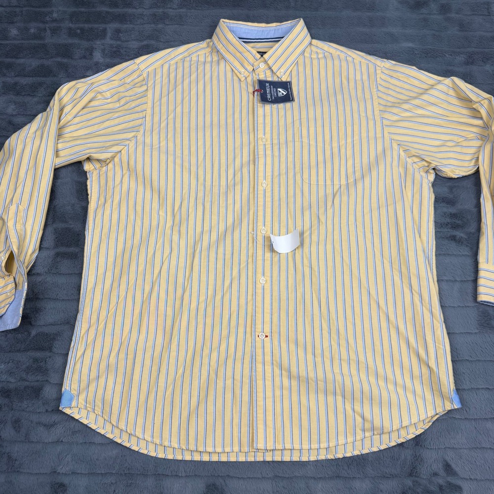 Cremieux The Everyday Oxford Mens XL Yellow Blue Striped Button Down Shirt